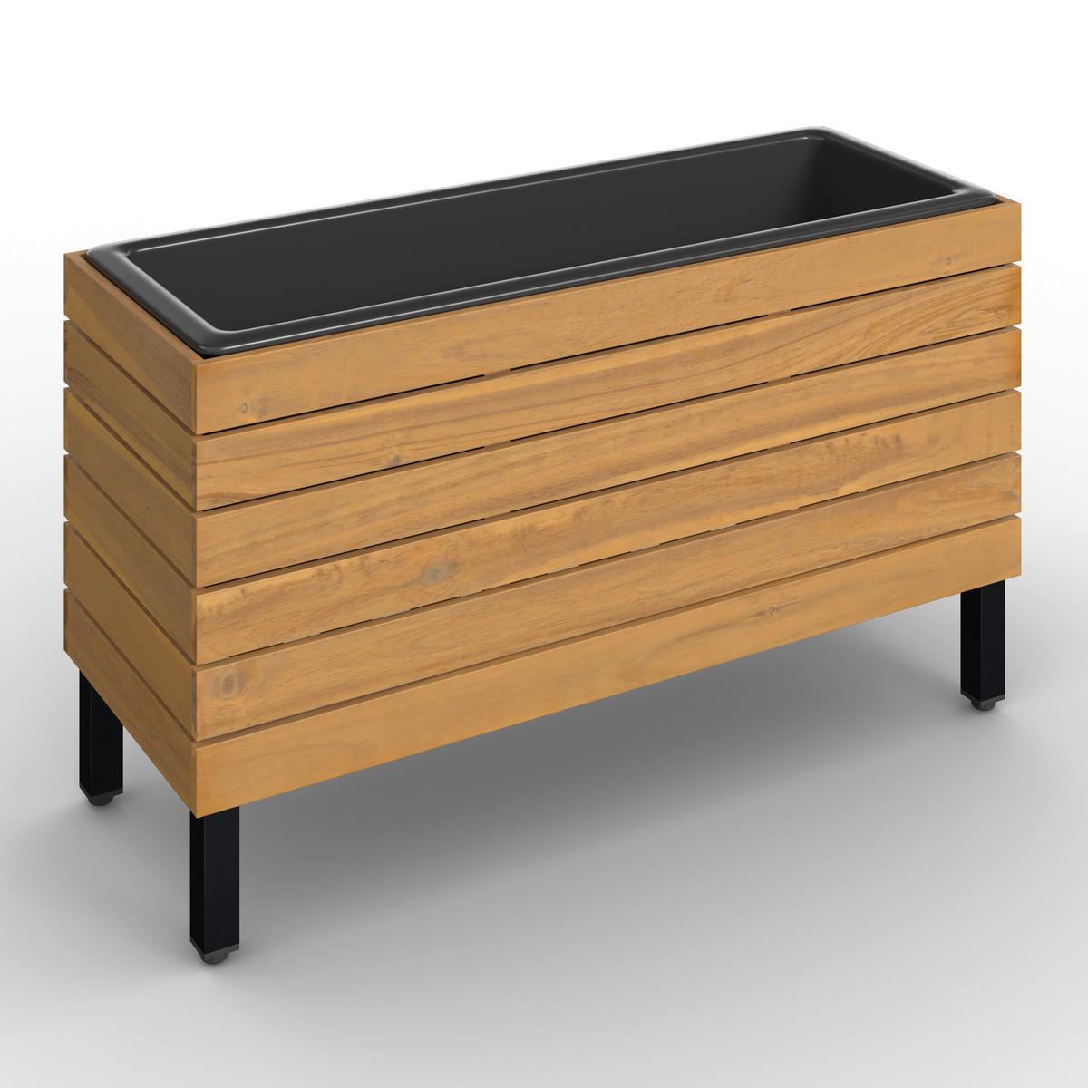 VYSOKÝ ZÁHON MARLO - čierna/farba akácie, Modern, kov/drevo (69/41/26cm) - Bessagi Garden