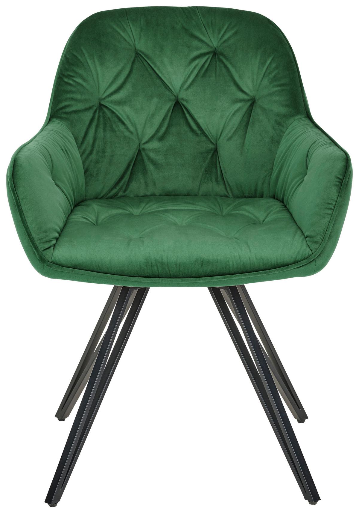 Armlehnstuhl Cardiff Schwarz/Dunkelgrün Gepolstert - Dunkelgrün/Schwarz, LIFESTYLE, Holz/Textil (61/82/62cm) - Livetastic