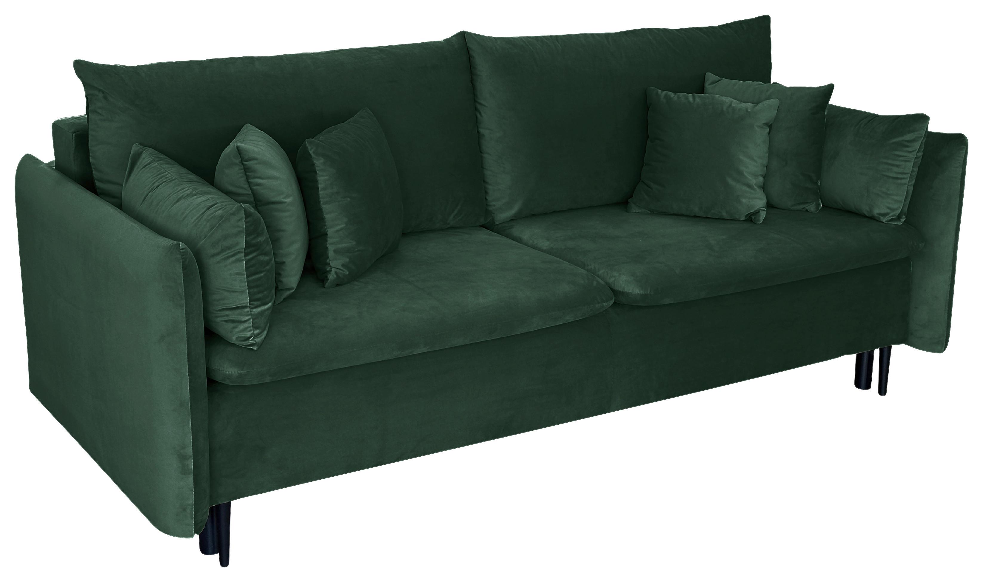 Schlafsofa Mit Bettkasten Orlando Grün B: 220 Cm - Schwarz/Grün, Design, Textil (220/96/102cm) - MID.YOU