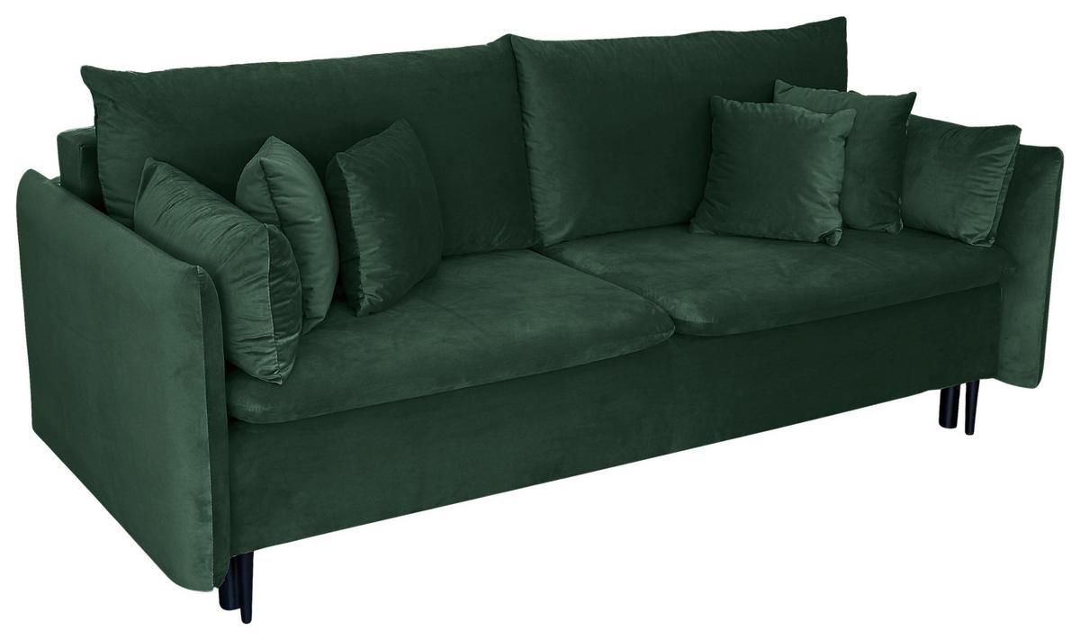 Schlafsofa Mit Bettkasten Orlando Grün B: 220 Cm - Schwarz/Grün, Design, Textil (220/96/102cm) - MID.YOU