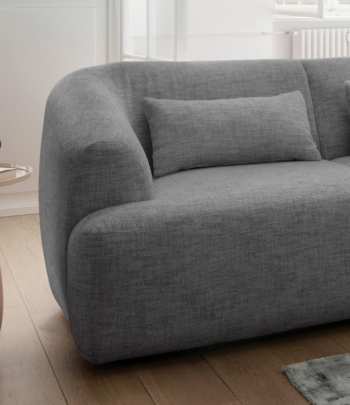 Ecksofa Caponi Silberfarben S: 256x160 Cm - Silberfarben/Schwarz, MODERN, Textil (256/160cm) - Livetastic