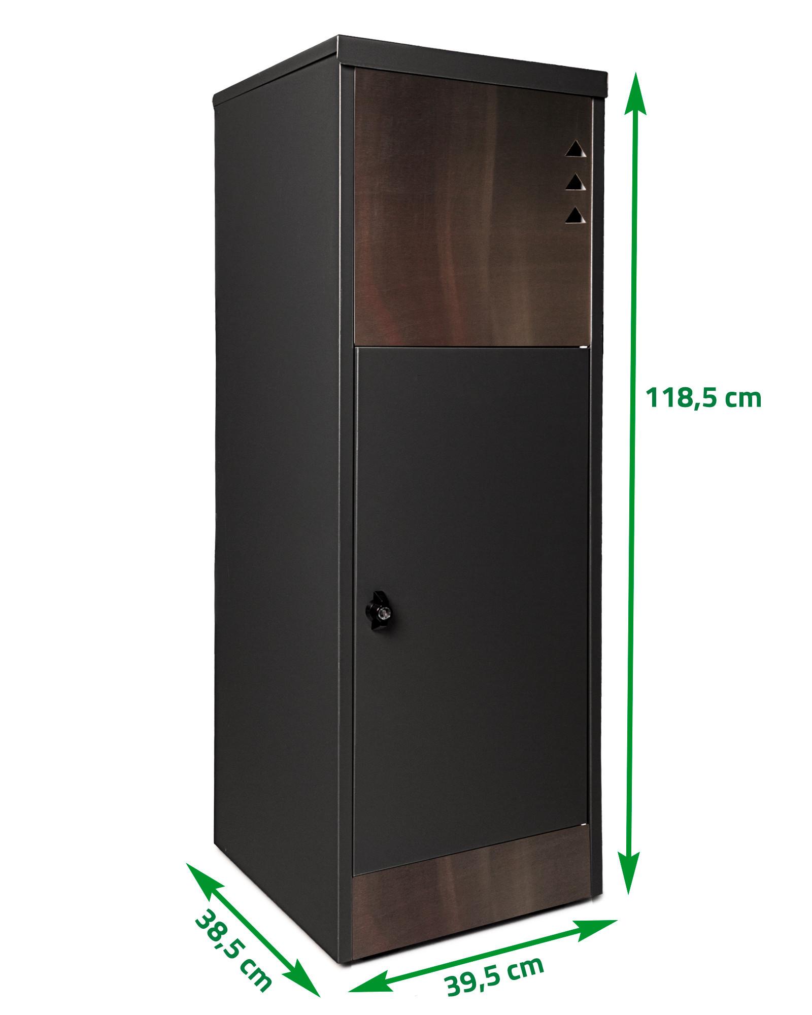 Paketbox Mit 2 Schlüssel H: 118,5 Cm - Schwarz, Basics, Metall (39,5/118,5/38,5cm)