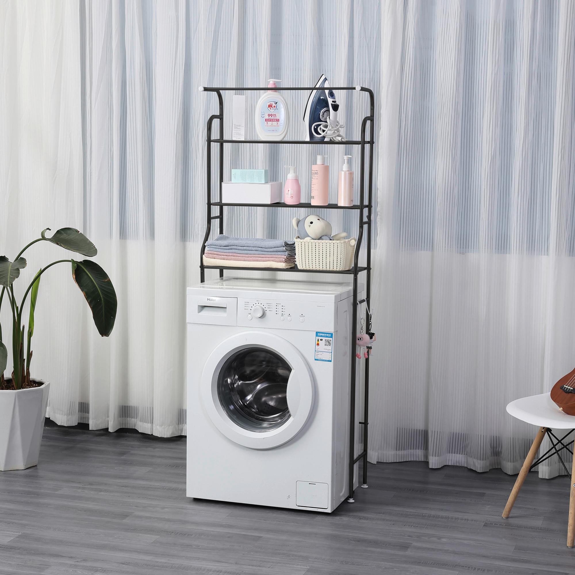Waschmaschinenregal Anton - Schwarz, Trend, Metall (65/162/25cm) - Homezone
