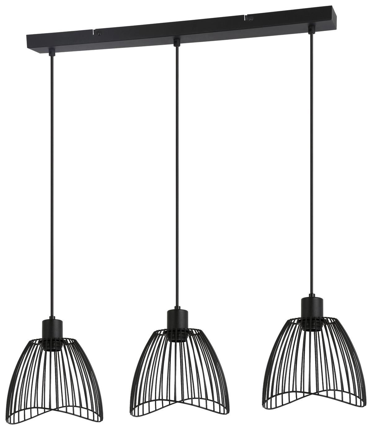Závěsné svítidlo ELIOT, bez 3xE27 max. 40W - černá, Moderní, kov/plast (80/20/120cm) - Mömax