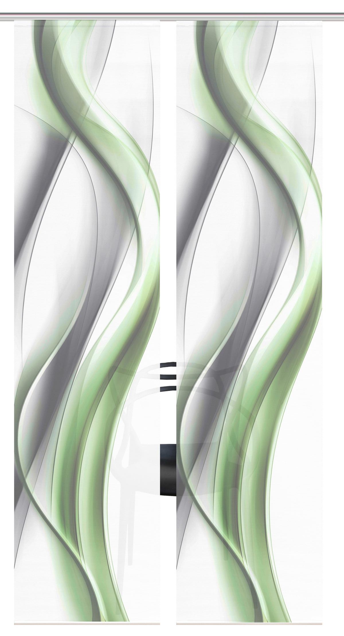 Flächenvorhang Cara 2er Set - Weiß/Grau, Design, Textil (60/260cm)