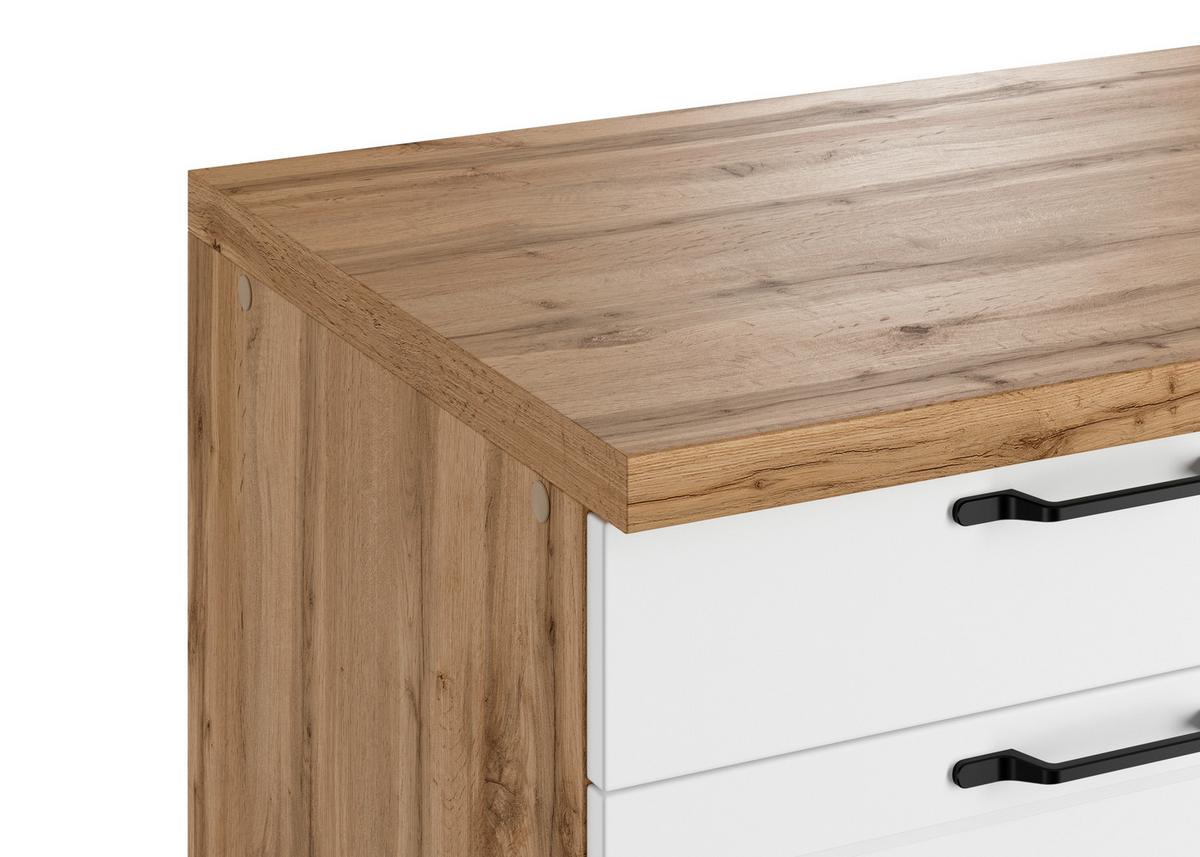 Eckküche Meran Mit Spüle 240x420 Cm Weiß/eiche Dekor - Eiche Wotan/Weiß, LIFESTYLE, Holzwerkstoff (240/420cm) - Held