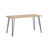 Schreibtisch Emmik Schwarz/Eiche Dekor L: 138cm - Eichefarben/Schwarz, MODERN, Holzwerkstoff/Metall (138/60/73,7cm) - MID.YOU