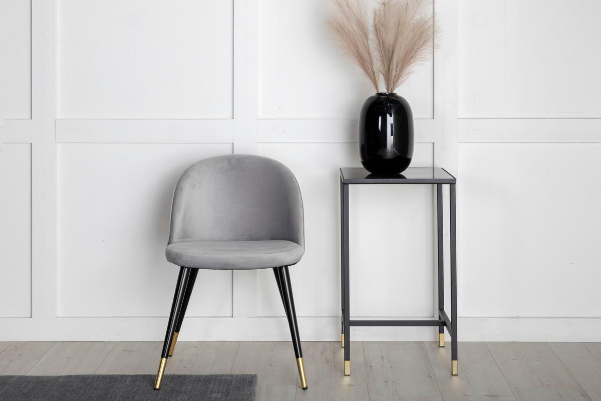 Stuhl-set Velvet - Hellgrau/Schwarz, Design, Textil/Metall (57/76.5/50cm) - Livetastic