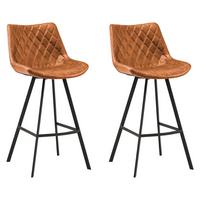 Barhocker-set Bowie - Cognac/Schwarz, KONVENTIONELL, Textil/Metall (50/102/55cm) - MID.YOU