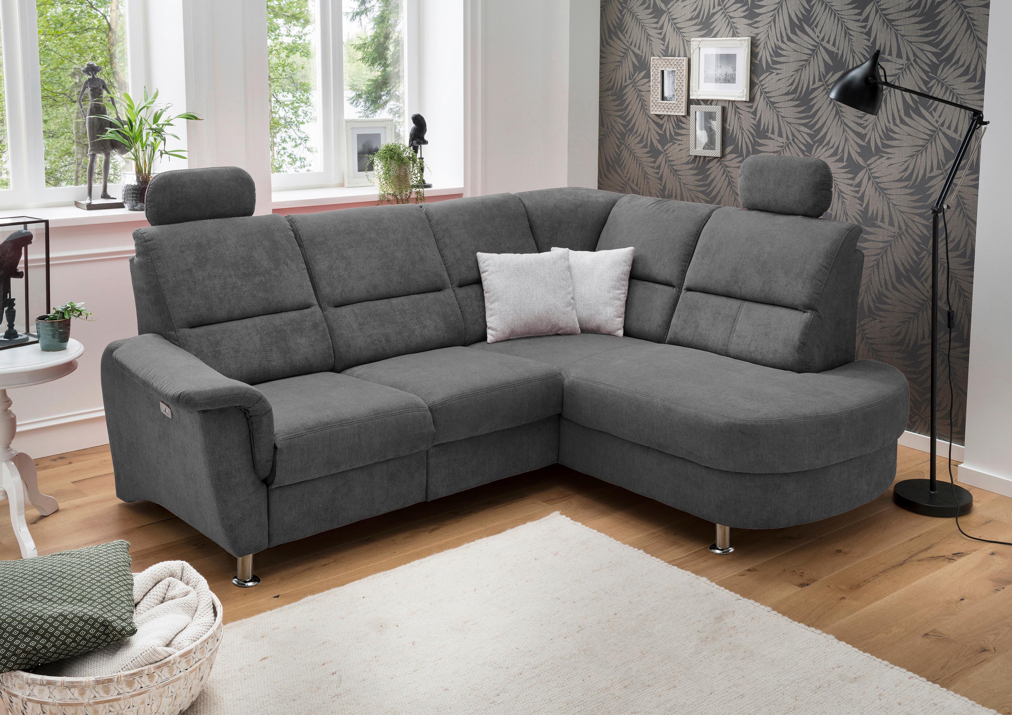 Ecksofa Parole Anthrazit S:231/184 cm - Chromfarben/Anthrazit, KONVENTIONELL, Textil (231/184cm) - Livetastic