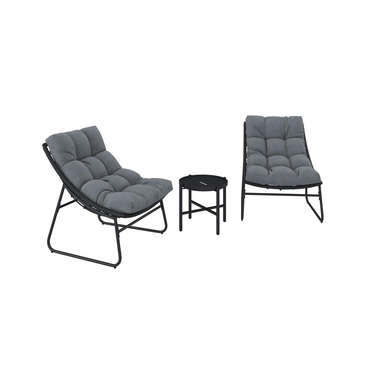 BALKÓNOVÁ ZOSTAVA ELIA - sivá/tmavosivá, Modern, kov/textil - Bessagi Garden