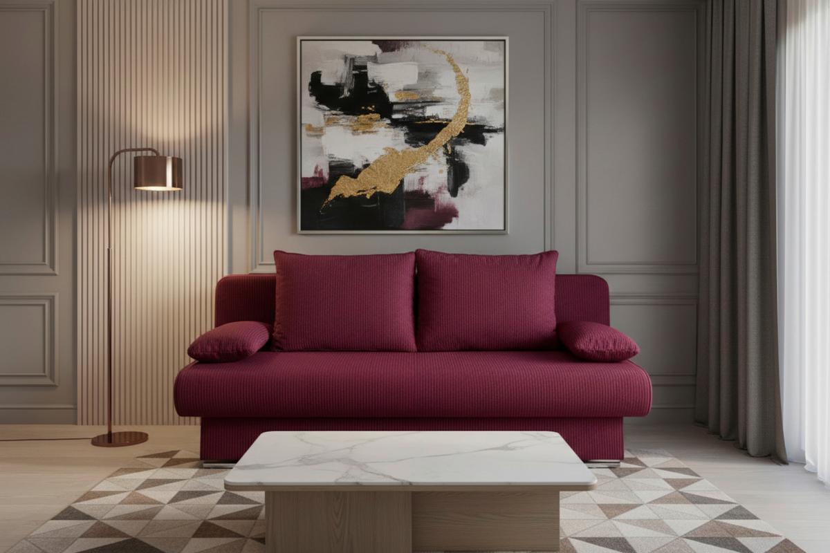 Schlafsofa Bora Rot B: 193 cm - Chromfarben/Rot, Design, Holzwerkstoff/Textil (193/86/85cm) - P & B