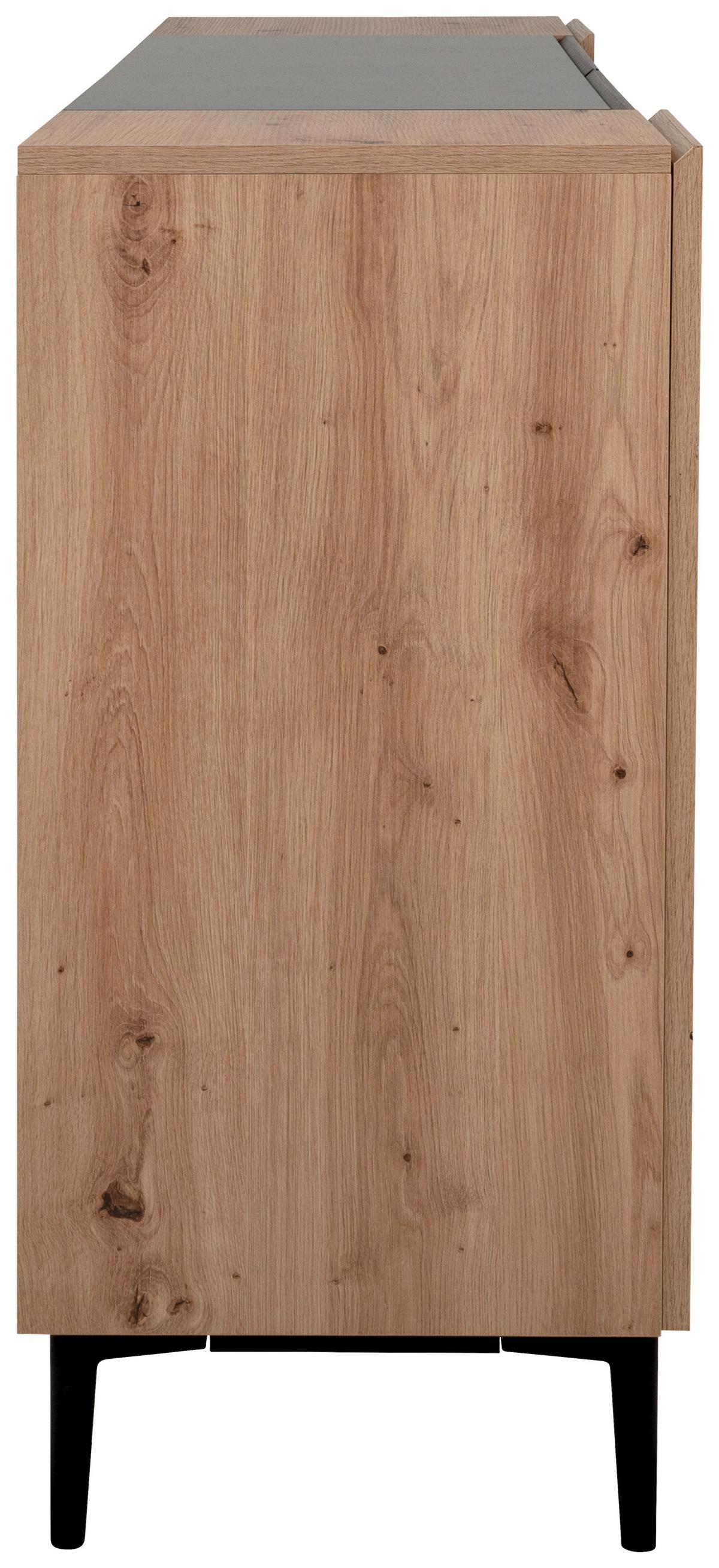 Sideboard Dekor Mit 2 Laden 180 cm Nola 003054 Schwarz - Eichefarben/Schwarz, KONVENTIONELL, Holzwerkstoff (180/90/42cm) - MID.YOU