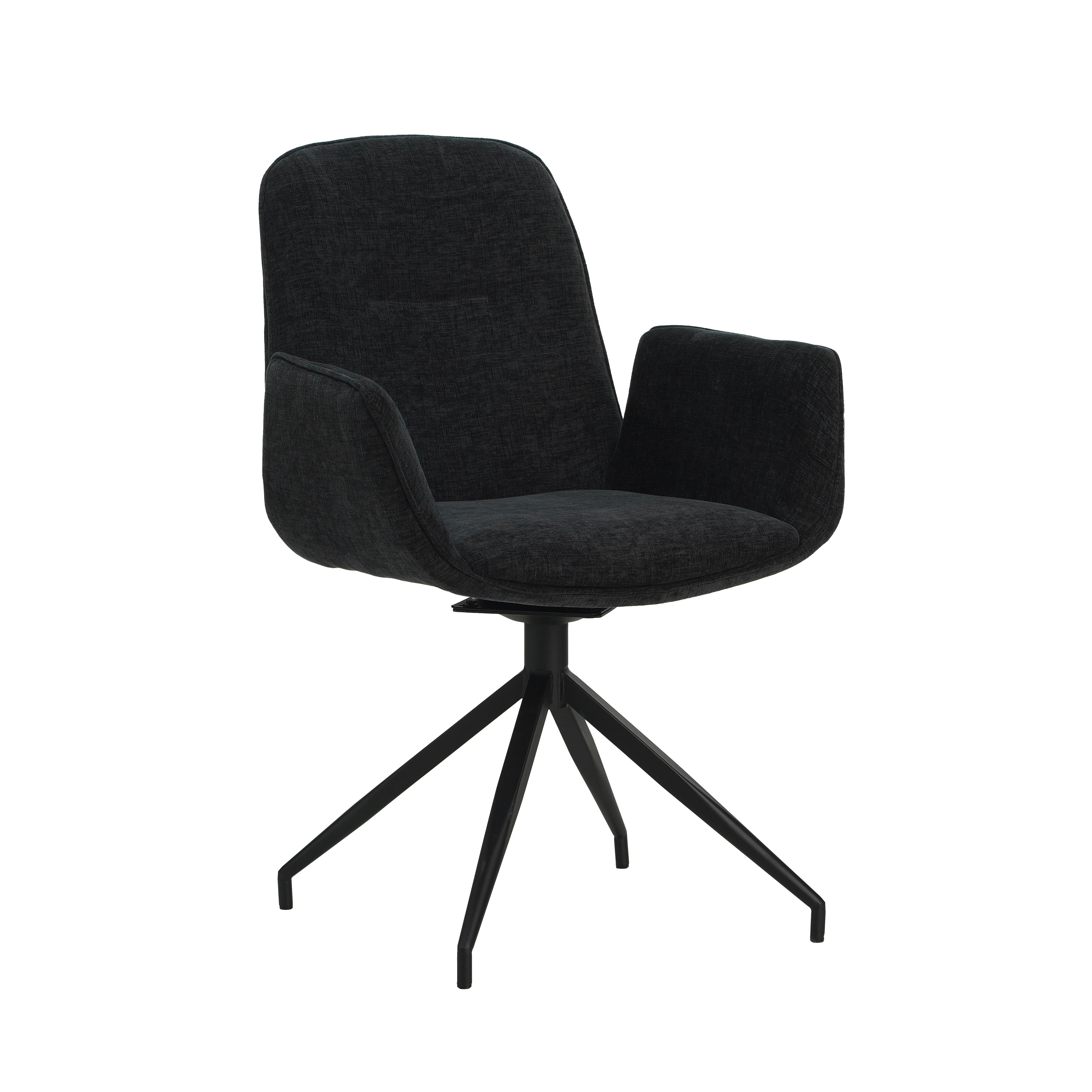 Armlehnstuhl Toulouse Schwarz B: 61 cm - Schwarz, MODERN, Textil/Metall (61/89/62cm) - MID.YOU