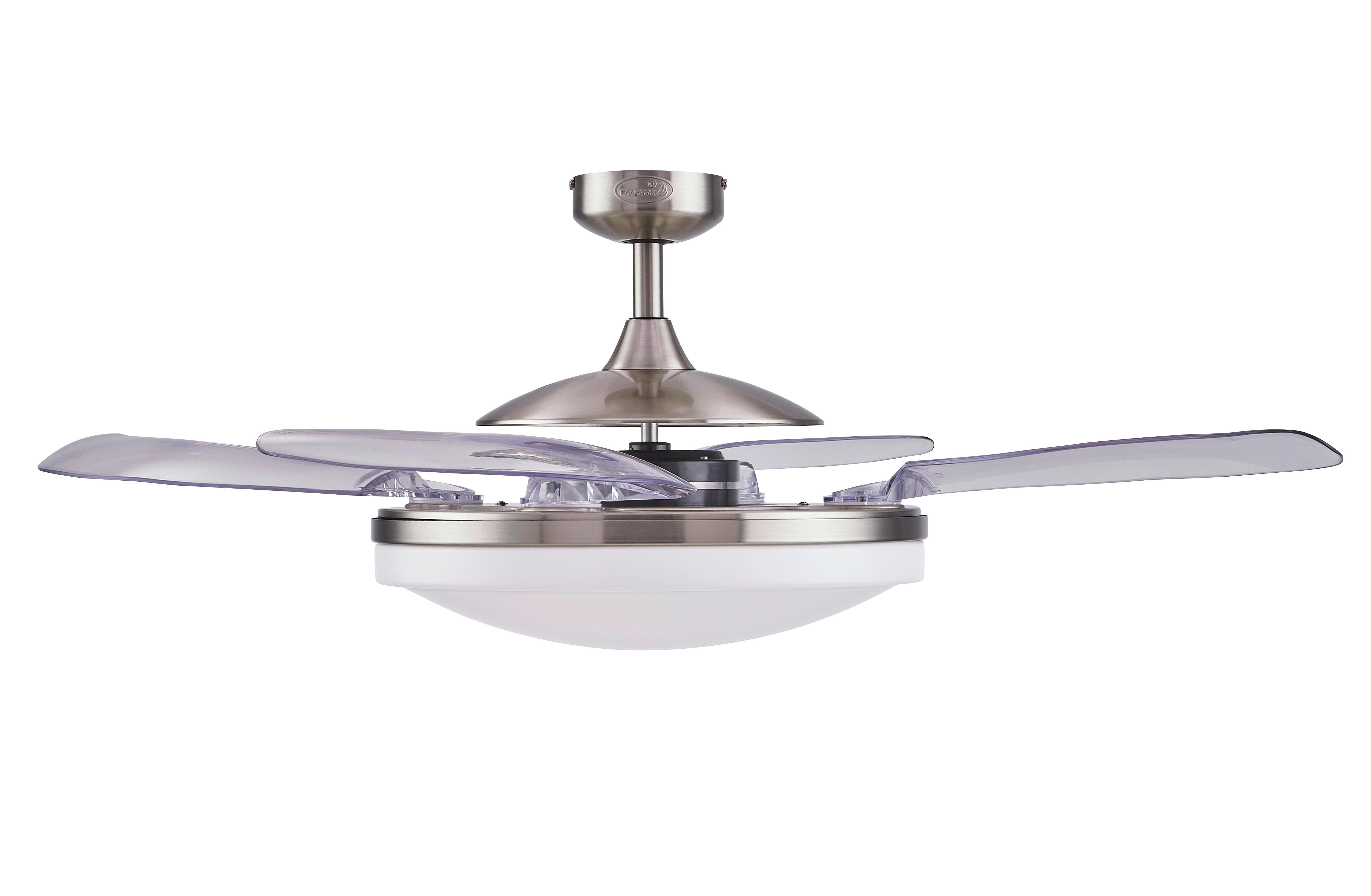 Deckenventilator Fanaway Chromfarben 4 Flügel Mit Licht - Chromfarben/Transparent, Basics, Kunststoff/Metall (122/41cm) - P & B