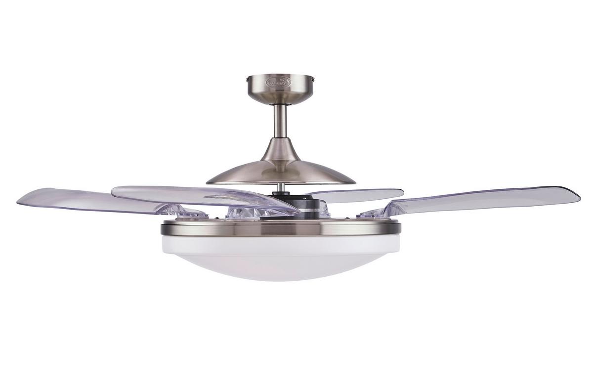 Deckenventilator Fanaway Chromfarben 4 Flügel Mit Licht - Chromfarben/Transparent, Basics, Kunststoff/Metall (122/41cm) - P & B