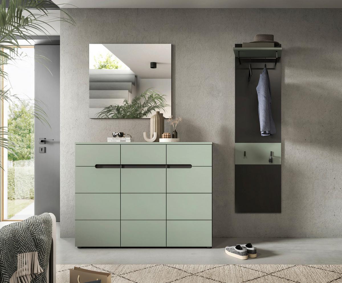 Garderobe Canu 3-Teilig Grau/Grün B: 180 cm - Design, Holzwerkstoff (180/190/37cm) - Livetastic