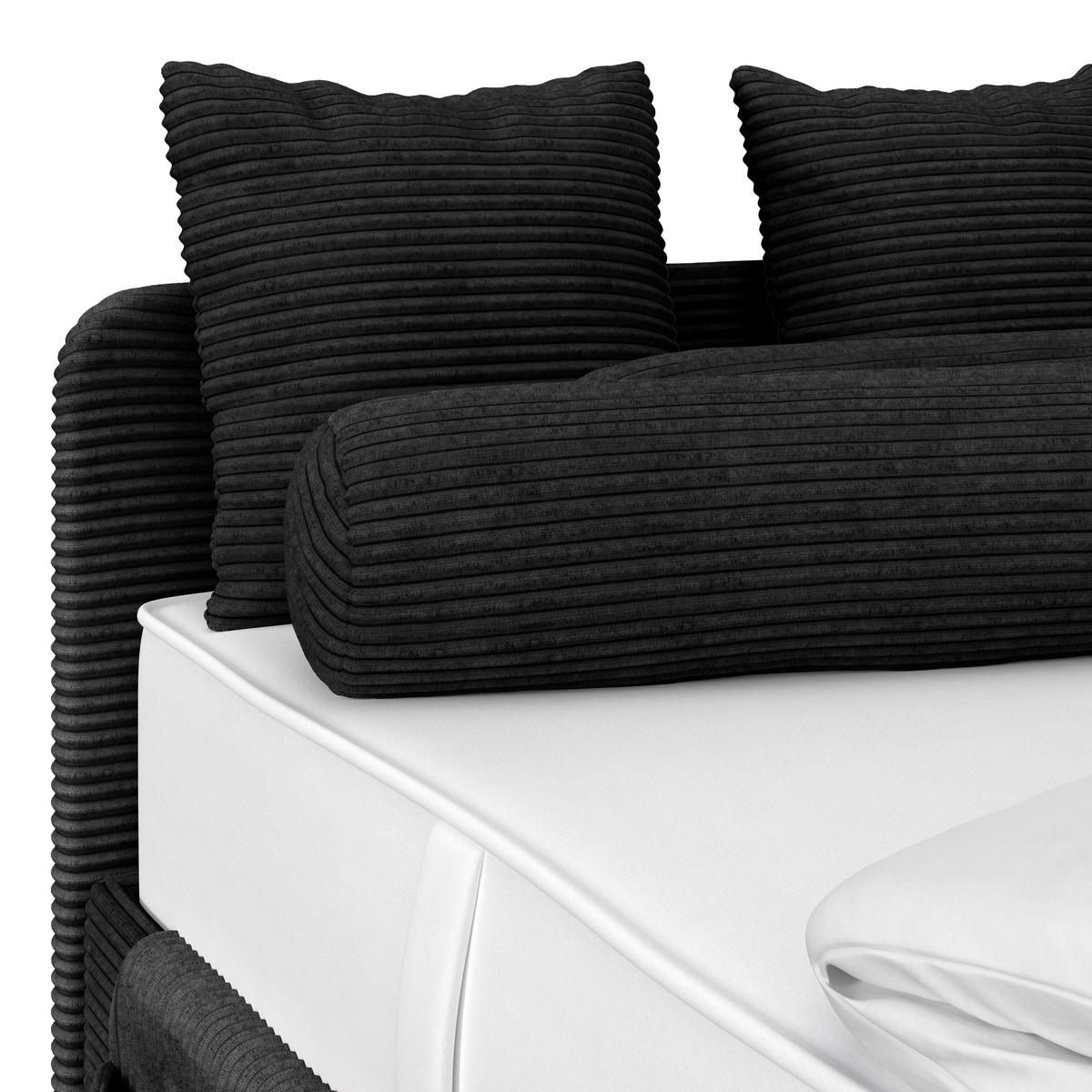 Kárpitozott Ágy Remi  90/200cm - grafitszürke/ezüstszínű, Modern, textil/fa (90/200cm)