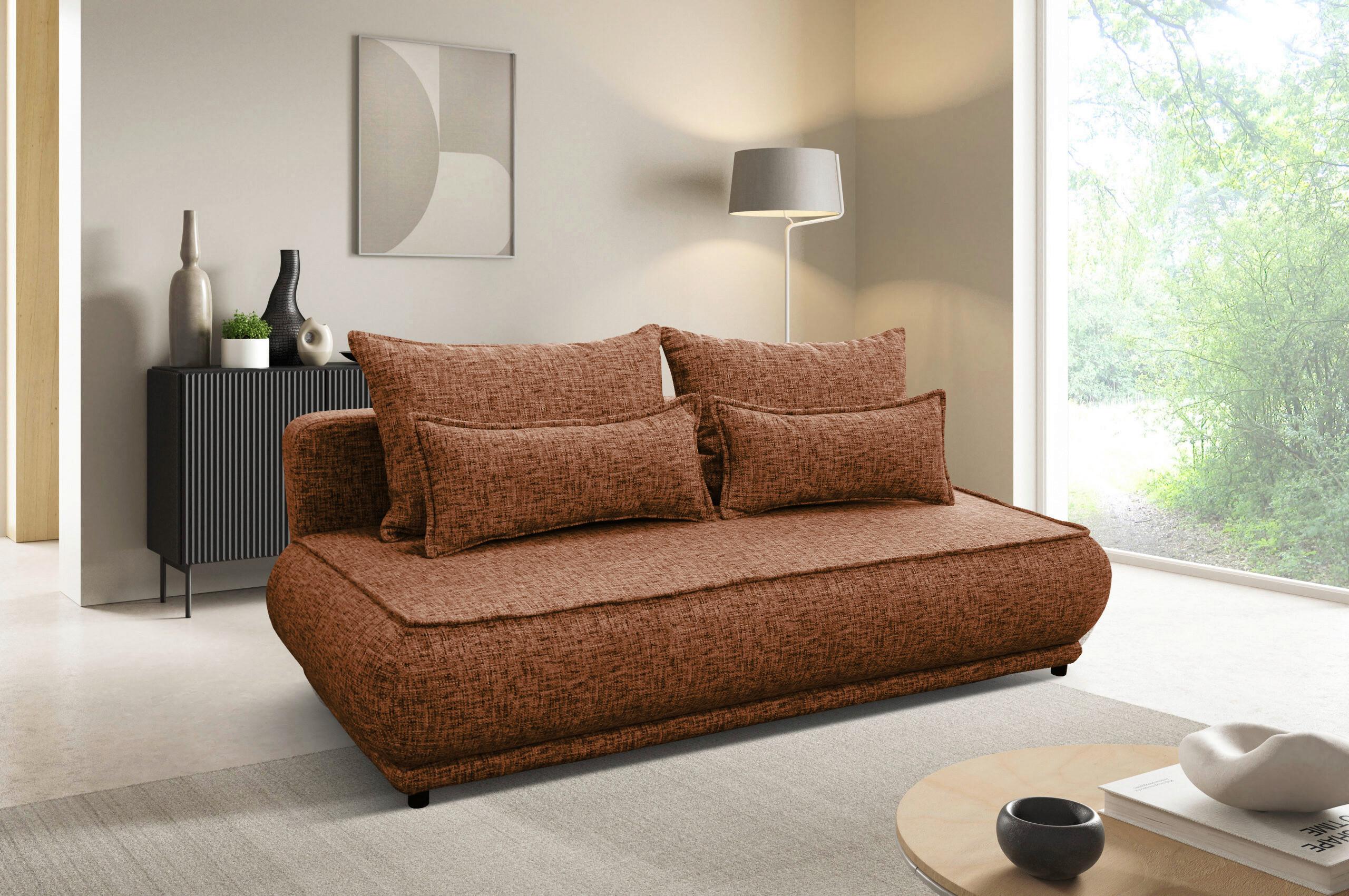 Schlafsofa Paros Rostfarben B: 214 cm - Rostfarben/Beige, Design, Textil (214/96/105cm) - MID.YOU