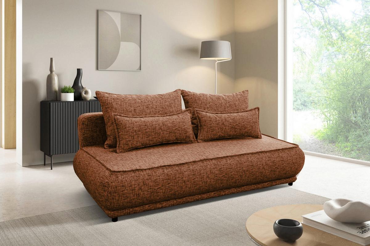 Schlafsofa Paros Rostfarben B: 214 Cm - Rostfarben/Beige, Design, Textil (214/96/105cm) - MID.YOU