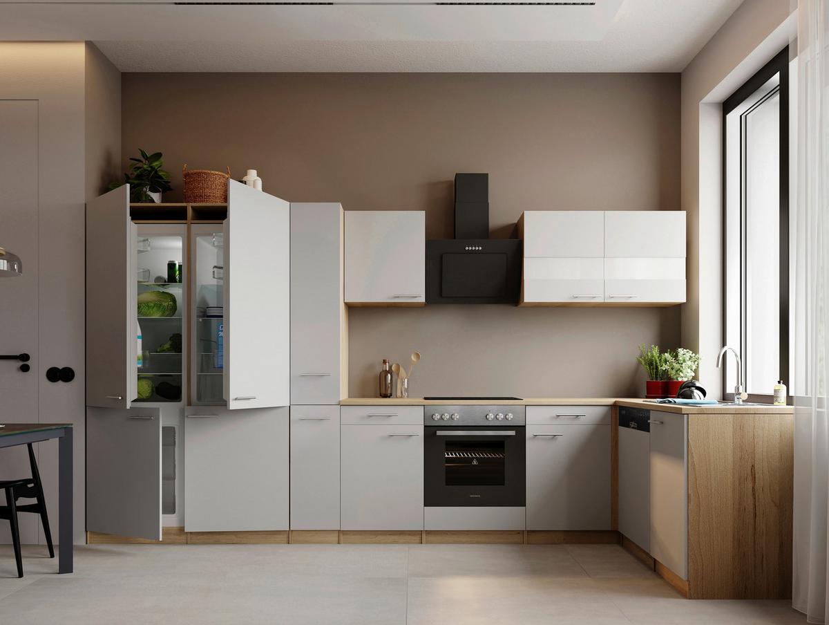 ECKKÜCHE Merle, Weiß S: 370x172 cm - Eichefarben/Weiß, Trend, Holzwerkstoff (370/172cm) - Respekta