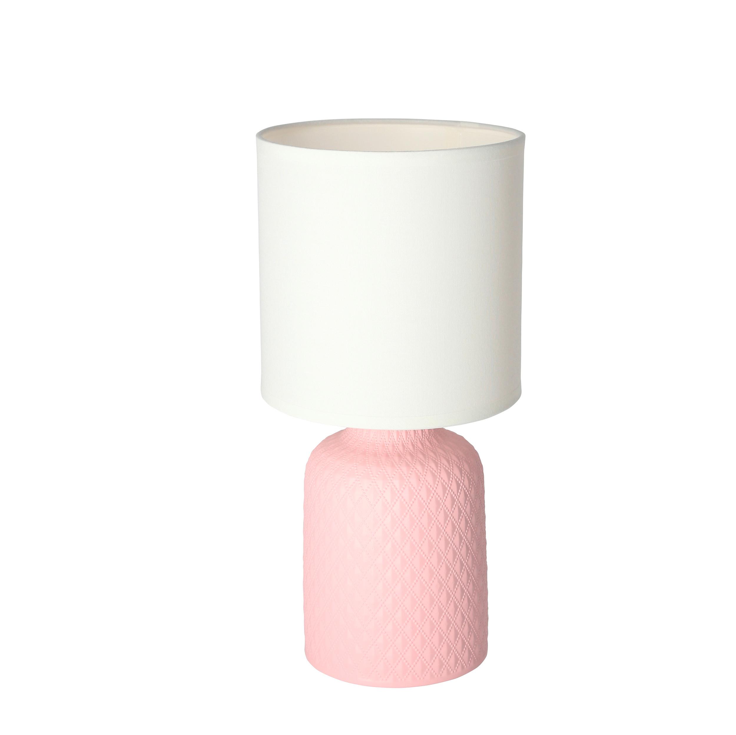 Tischleuchte 41-79855 - Pink/Weiß, Basics, Keramik/Textil (15/15/32cm)