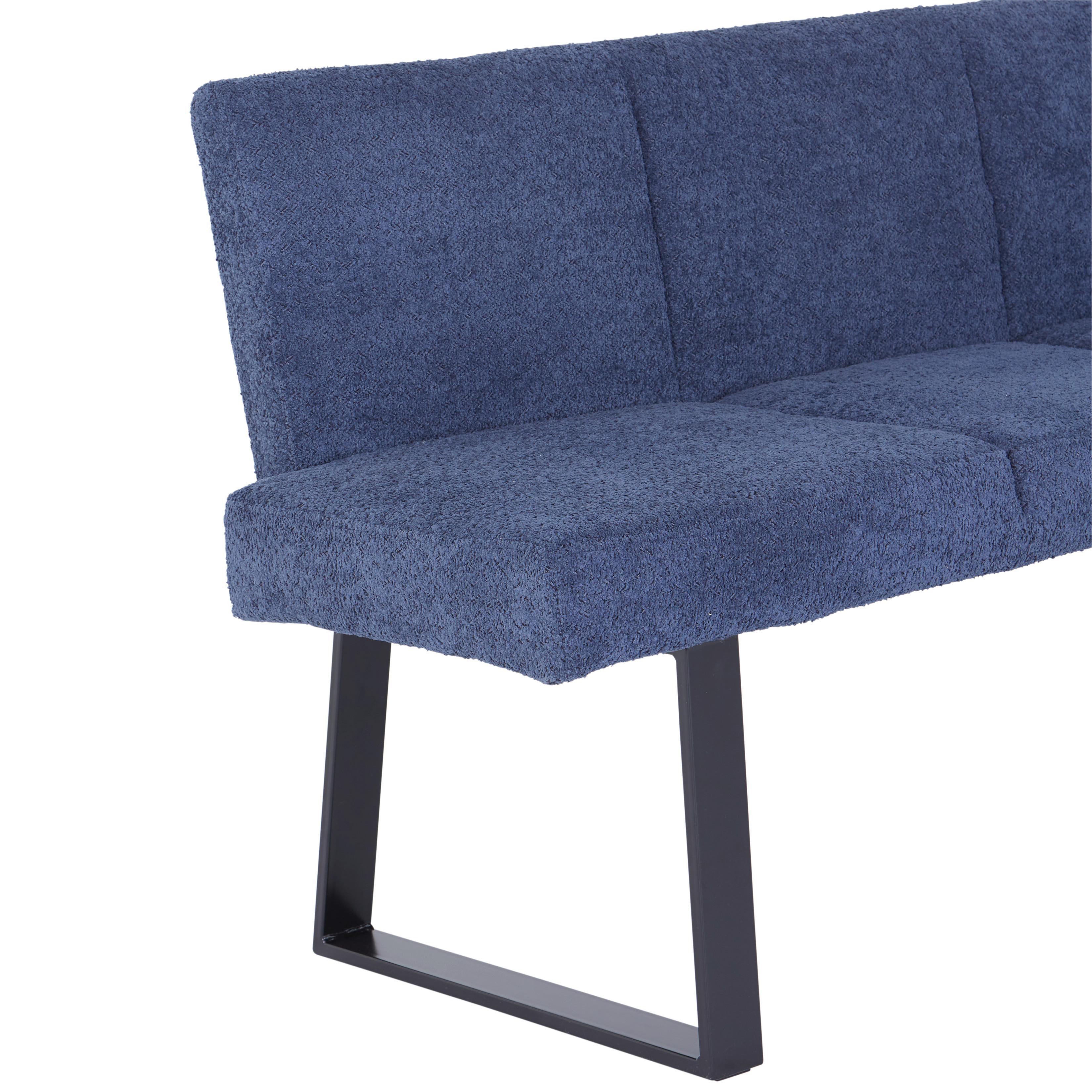 Eckbank Dunkelblau Leinenoptik Tampa 150x190 cm - Schwarz/Dunkelblau, MODERN, Textil/Metall (150/190cm) - MID.YOU