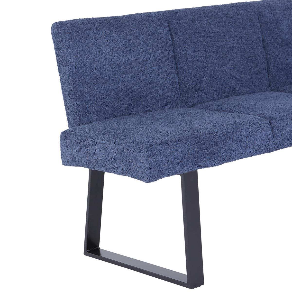 Eckbank Dunkelblau Leinenoptik Tampa 150x190 cm - Schwarz/Dunkelblau, MODERN, Textil/Metall (150/190cm) - MID.YOU
