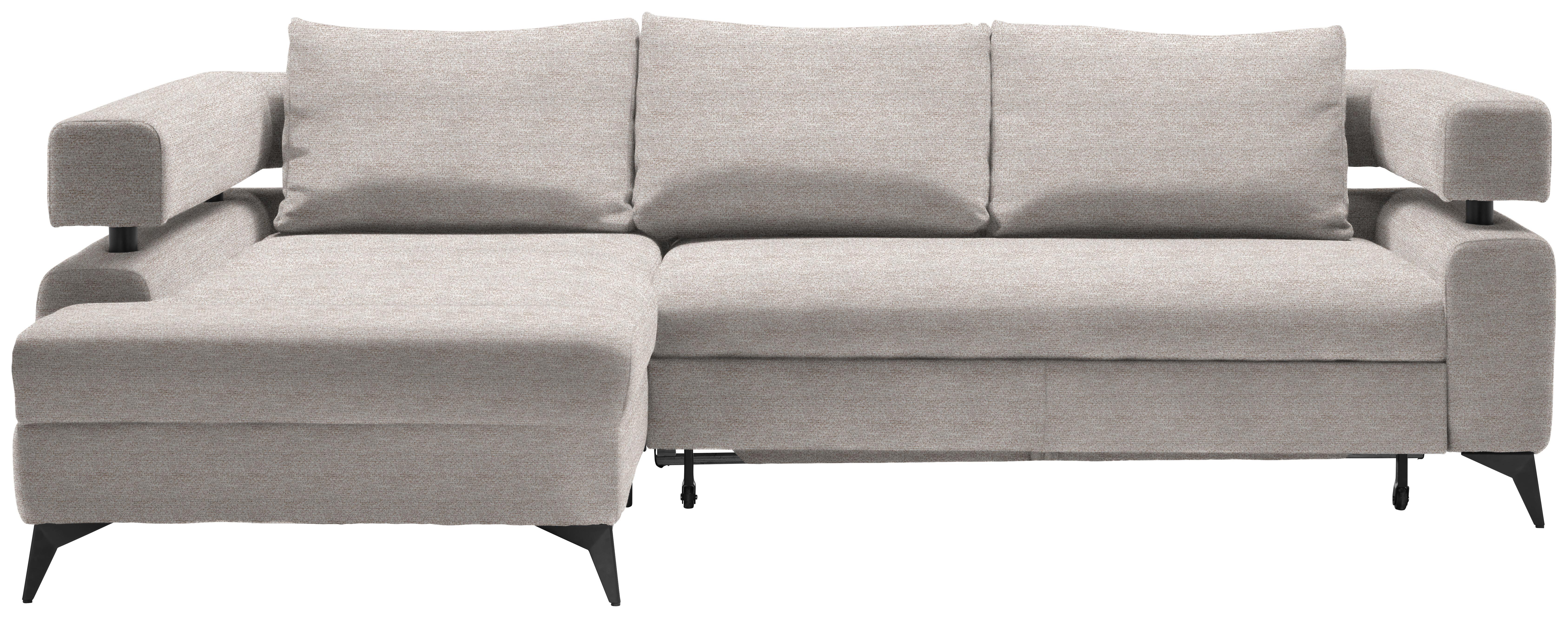 Sedacia súprava ROSALIE, ľavá s úložným priestorom a lôžkom - čierna/béžová, Konventionell, kov/textil (184/265cm)