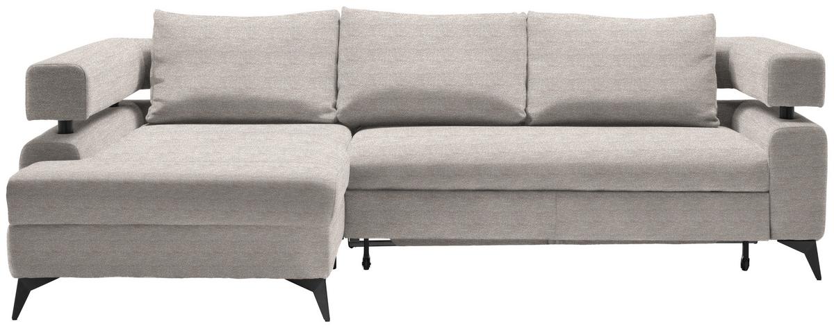 Sedacia súprava ROSALIE, ľavá s úložným priestorom a lôžkom - čierna/béžová, Konventionell, kov/textil (184/265cm)