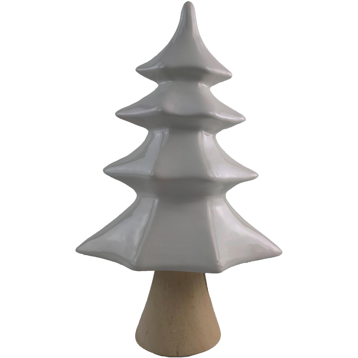 Dekobaum Elis - Braun/Weiß, KONVENTIONELL, Holz/Keramik (17,3/11/28,5cm) - Luca Bessoni