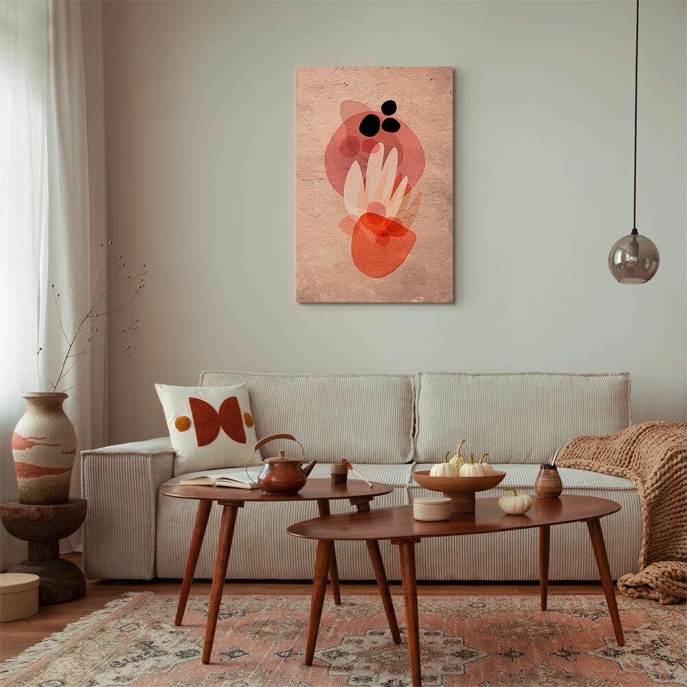 Leinwandbild Plant Totem Orange Beige B: 80 cm - Beige/Orange, Basics, Holz/Textil (80/120/1.2cm) - artgeist