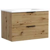 Waschtischkombi Sevilla Schwarz/weiß, B: 80 Cm - Eiche Artisan/Weiß, MODERN, Keramik/Holzwerkstoff (80cm) - Held