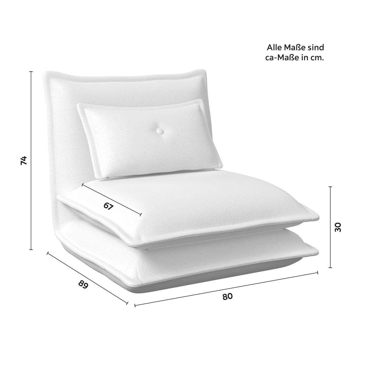 Rozkladacie kreslo TAMARA, biele buklé, max. 120 kg - biela, Modern, kov/textil (82/31/69cm) - Bessagi Home