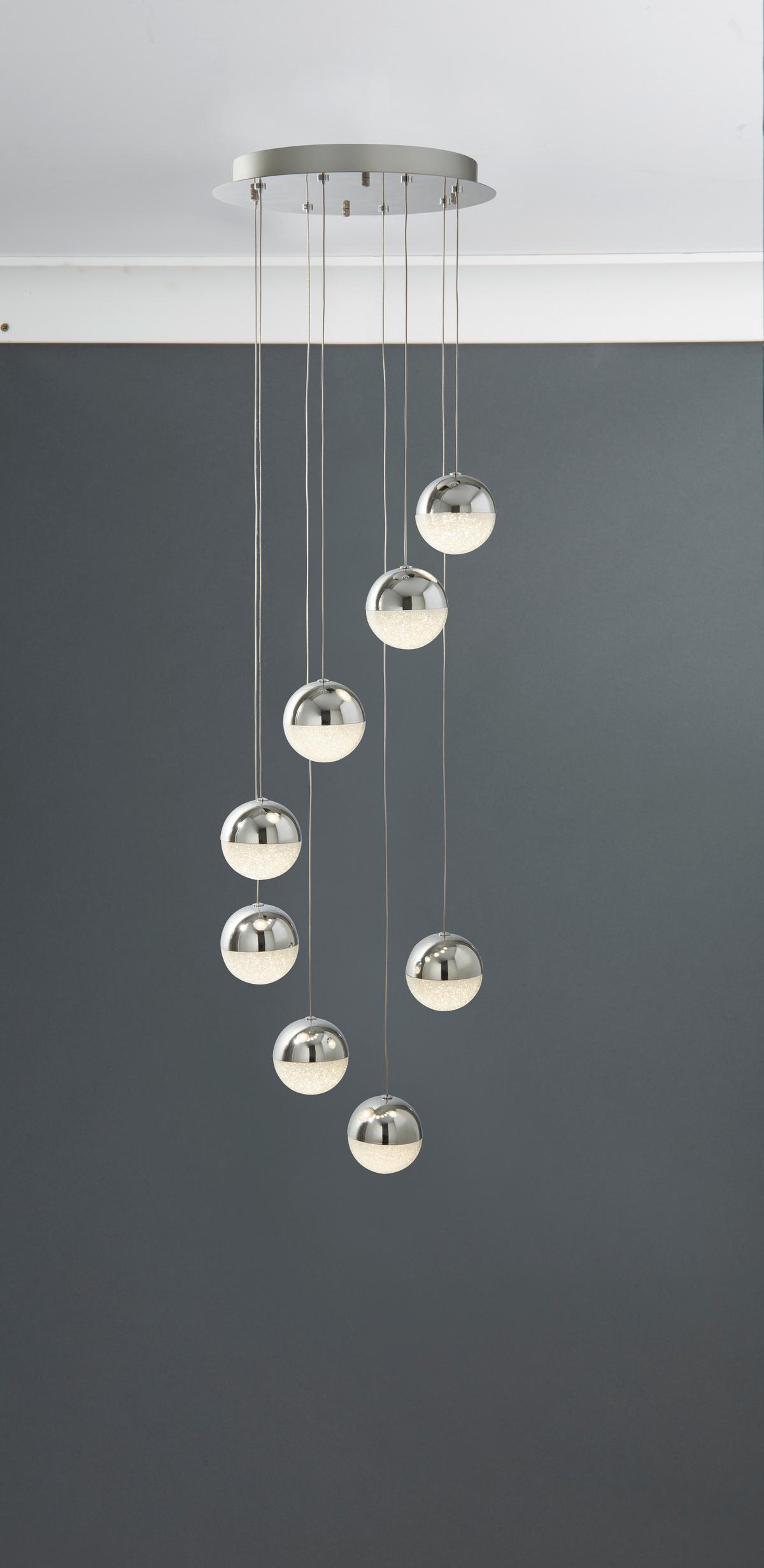 LED-Hängeleuchte 5848-8cc - Klar/Chromfarben, Design, Glas/Textil (35/35/155cm)