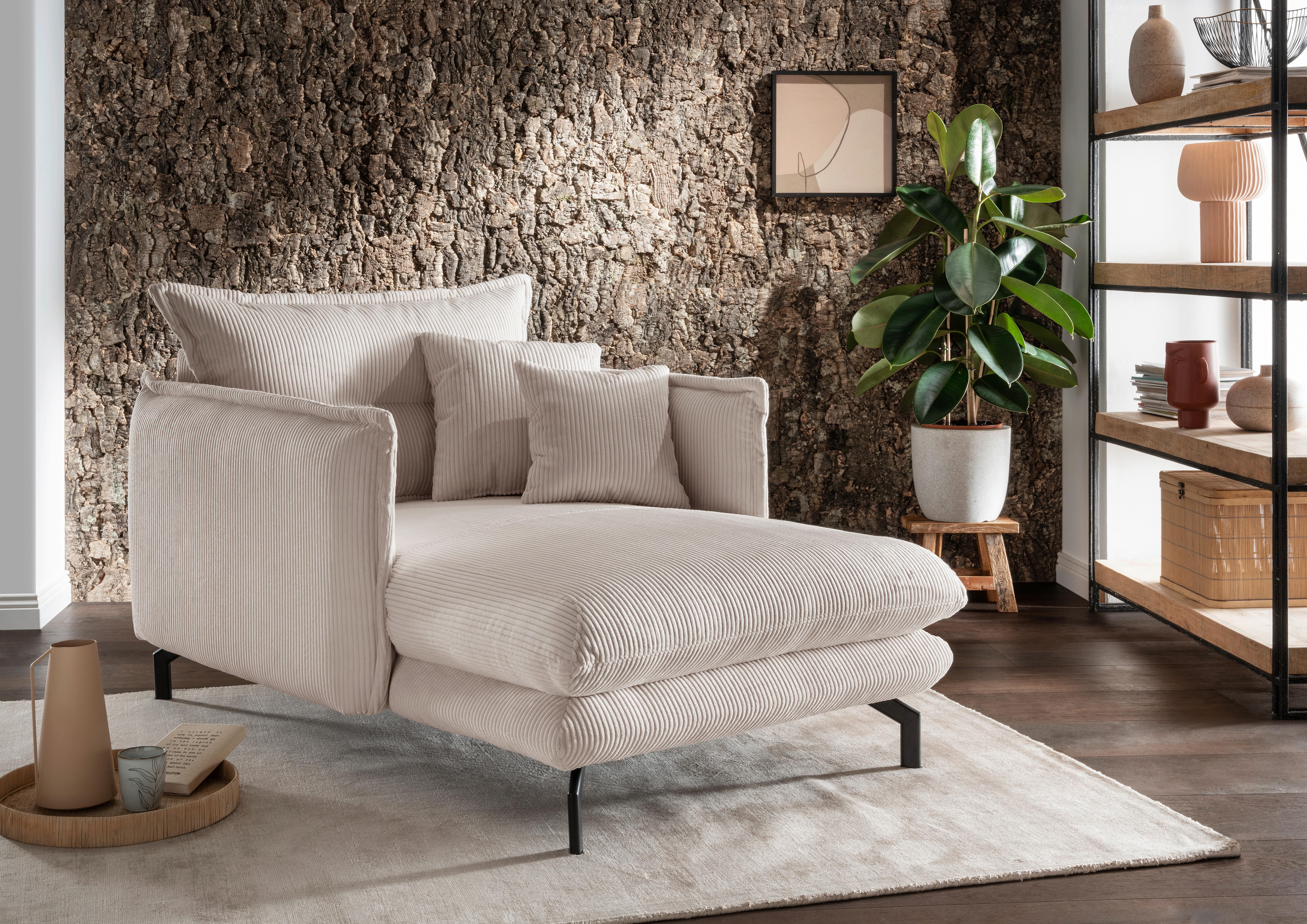 Polstersessel mit Armlehnen Lava Stoffbezug Beige - Beige/Schwarz, MODERN, Textil (111/101/167cm) - Livetastic