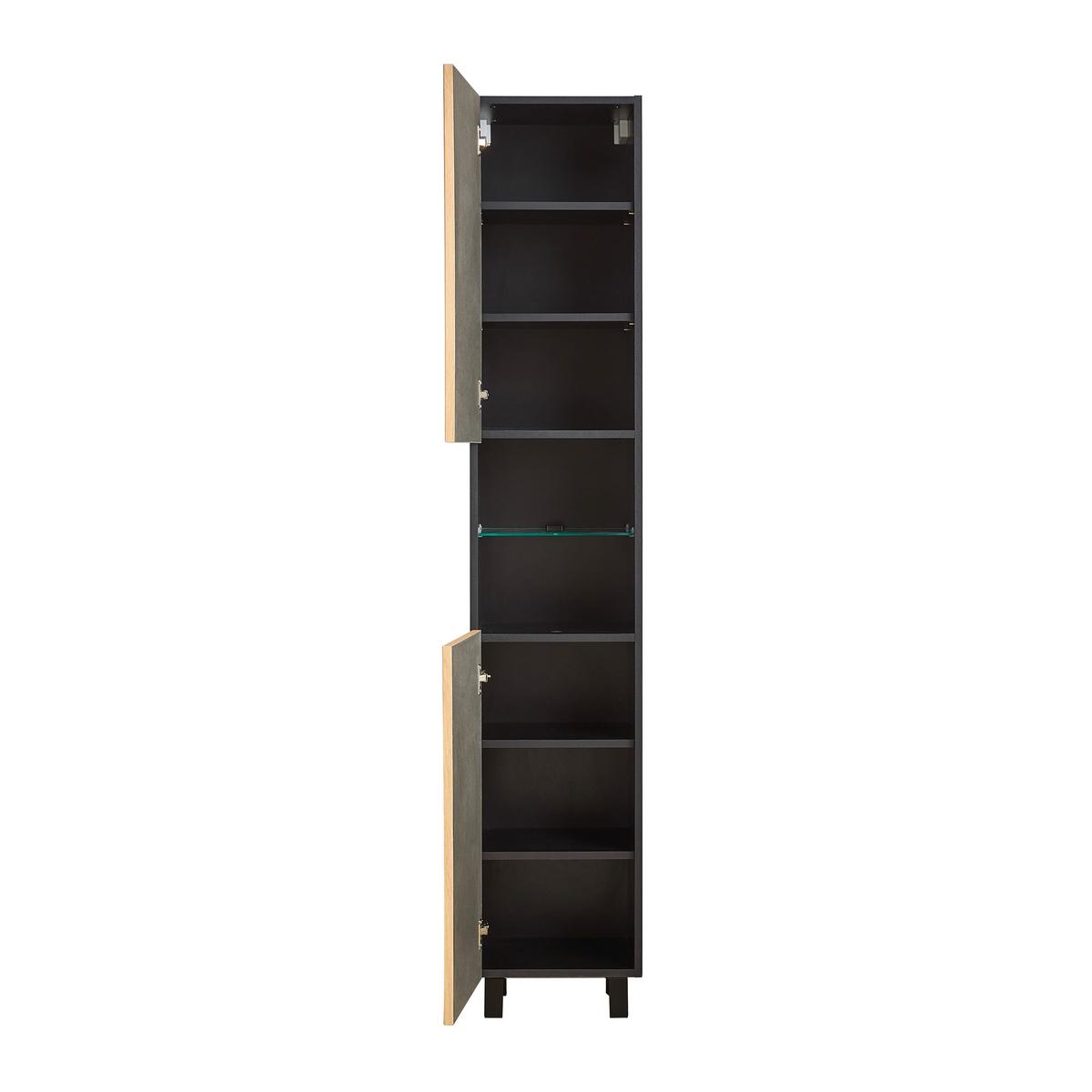 Vysoká skrinka VENEZIA - čierna/farba duba, Lifestyle, kompozitné drevo (35/195/32cm) - Mömax