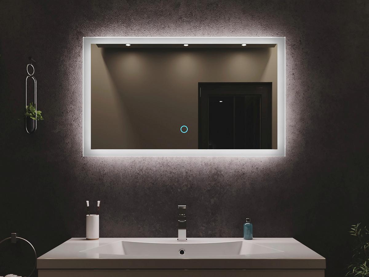 Badezimmerspiegel Led Spiegel Rechteckig B: 90cm - MODERN, Glas (90/53/3,2cm) - MID.YOU