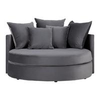 Okrúhla pohovka s vankúšmi ELENA, sivá - čierna/sivá, Modern, drevo/textil (130/65/140cm) - Bessagi Home