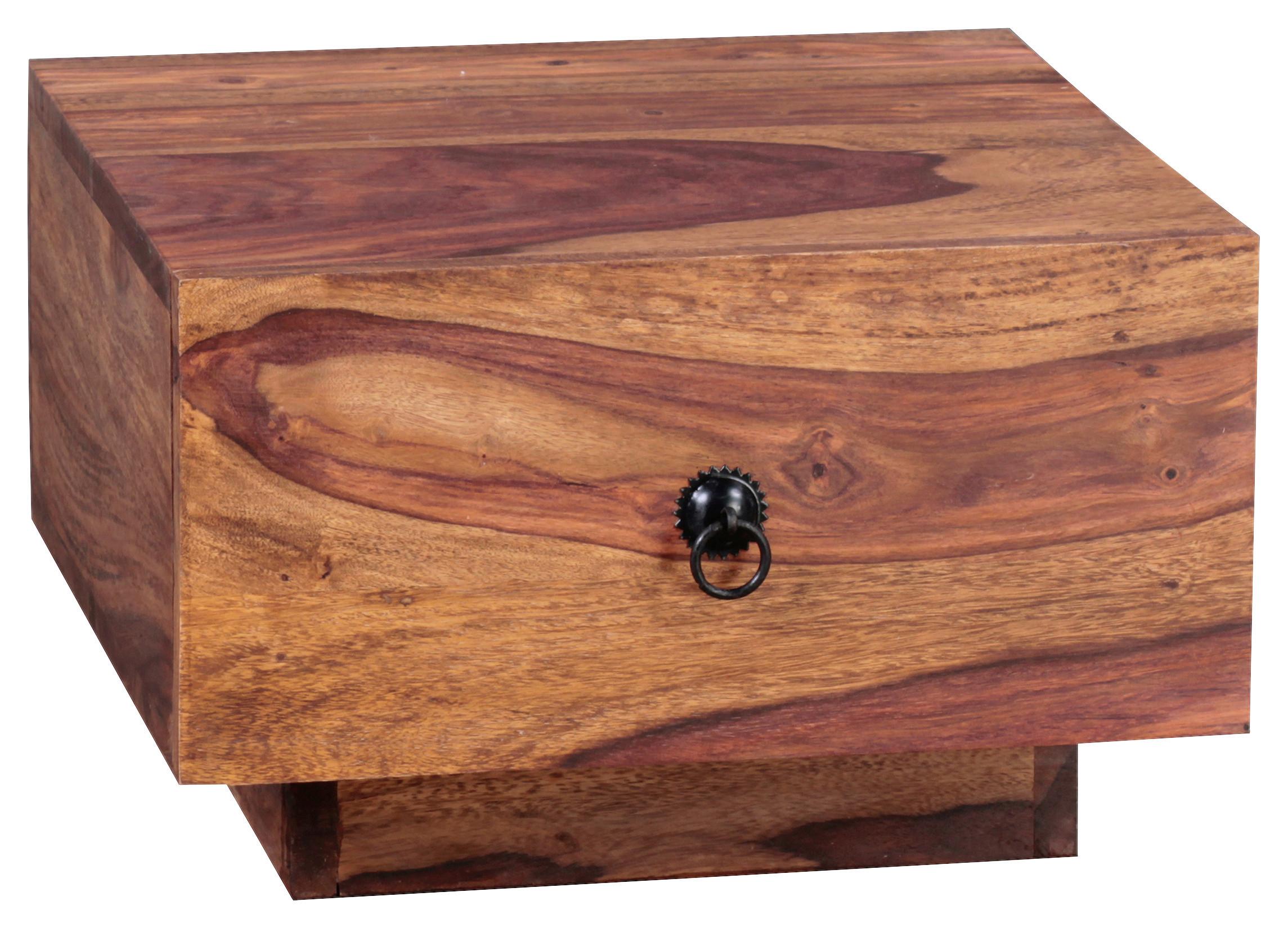 Noční stolek z masivního dřeva Mumbai - černá/barvy sheesham, Moderní, kov/dřevo (40/25/40cm) - MID.YOU