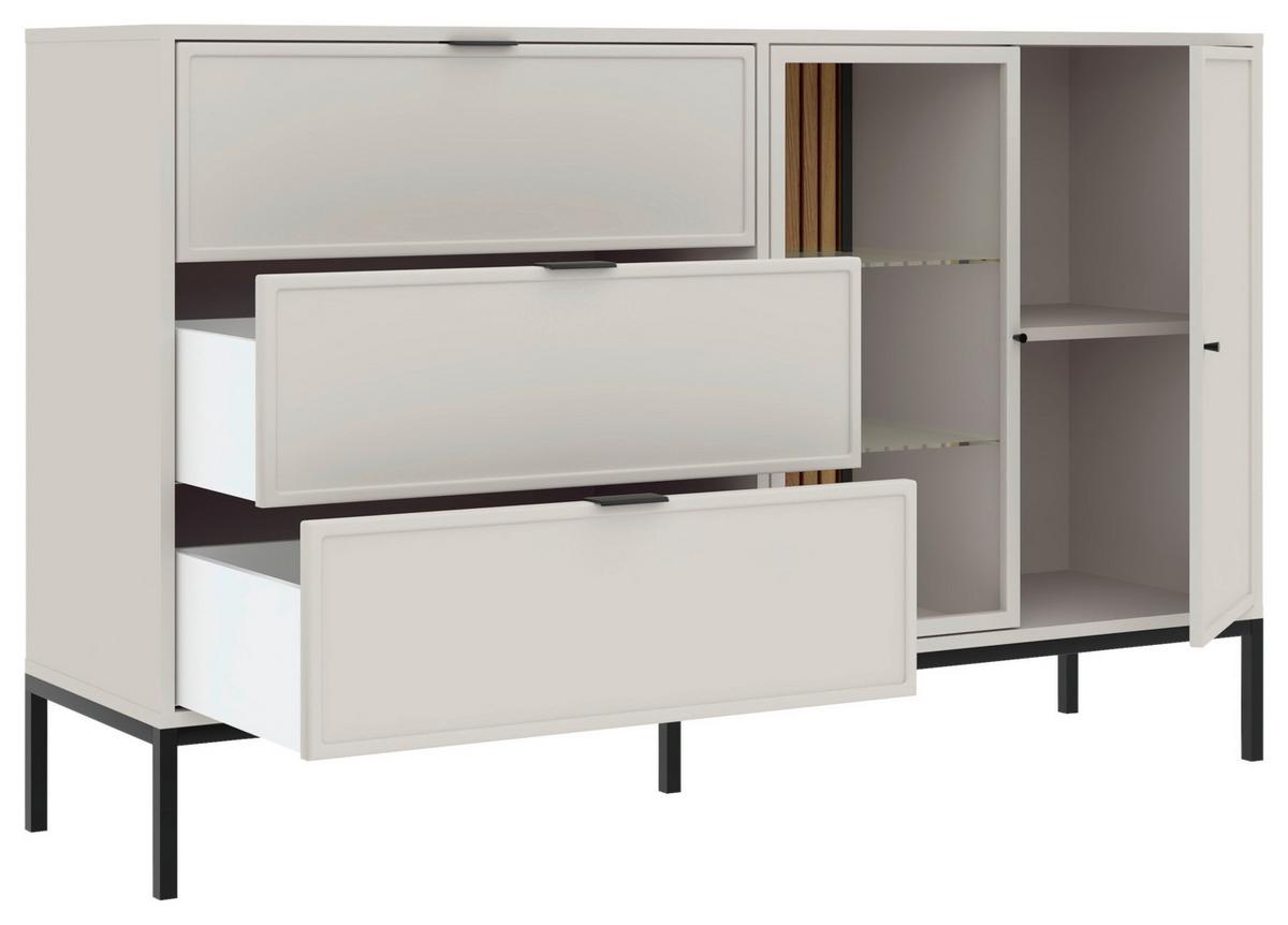 Kommode Deco Schwarz/Kaschmir B: 150,2cm - Kaschmir/Schwarz, Design, Glas/Holzwerkstoff (150,2/92/40cm) - MID.YOU