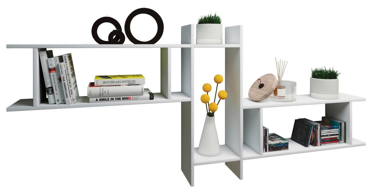 Wandregal Sirola Maxi Weiß B: 188 cm - Weiß, KONVENTIONELL, Holzwerkstoff (188/80/19,7cm) - MID.YOU