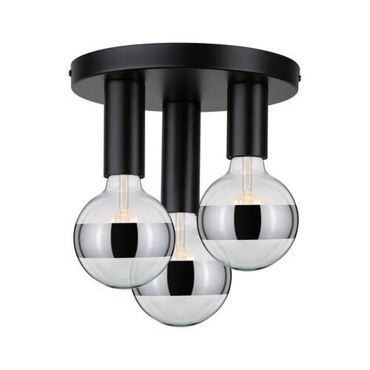 Deckenleuchte Ø 24 cm 3-Flammig dimmbar Rund - Schwarz, Basics, Metall (24/14,5cm) - Paulmann