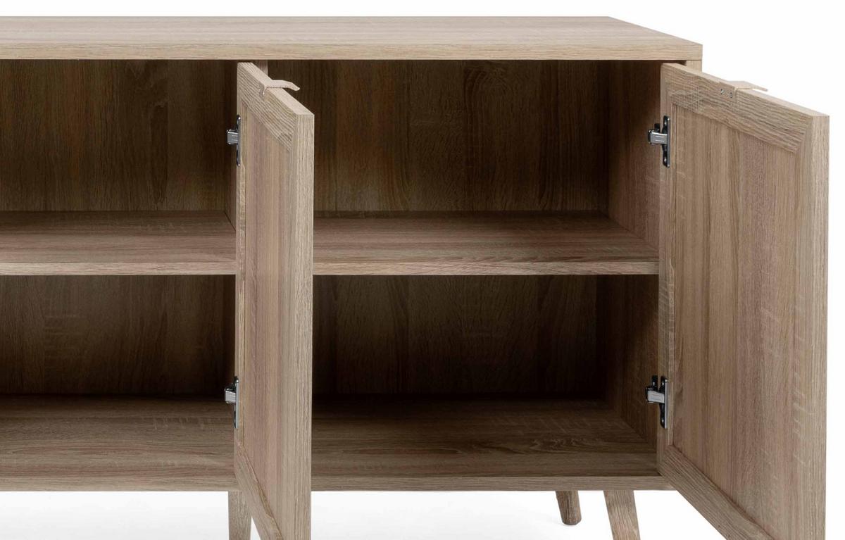 Sideboard Dekor Mit 3 Türen 150 cm Bali Sonoma Eiche - Sonoma Eiche, Natur, Holzwerkstoff (150/71/40cm) - MID.YOU