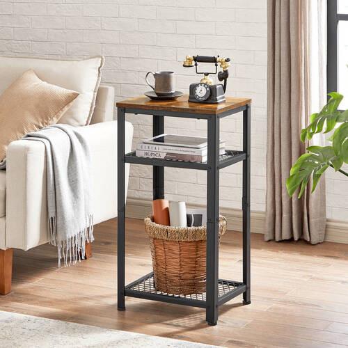 Beistelltisch mit Ablagefächer Braun, Schwarz - Schwarz/Braun, Design, Holzwerkstoff/Metall (40/30/75cm) - Boxxx