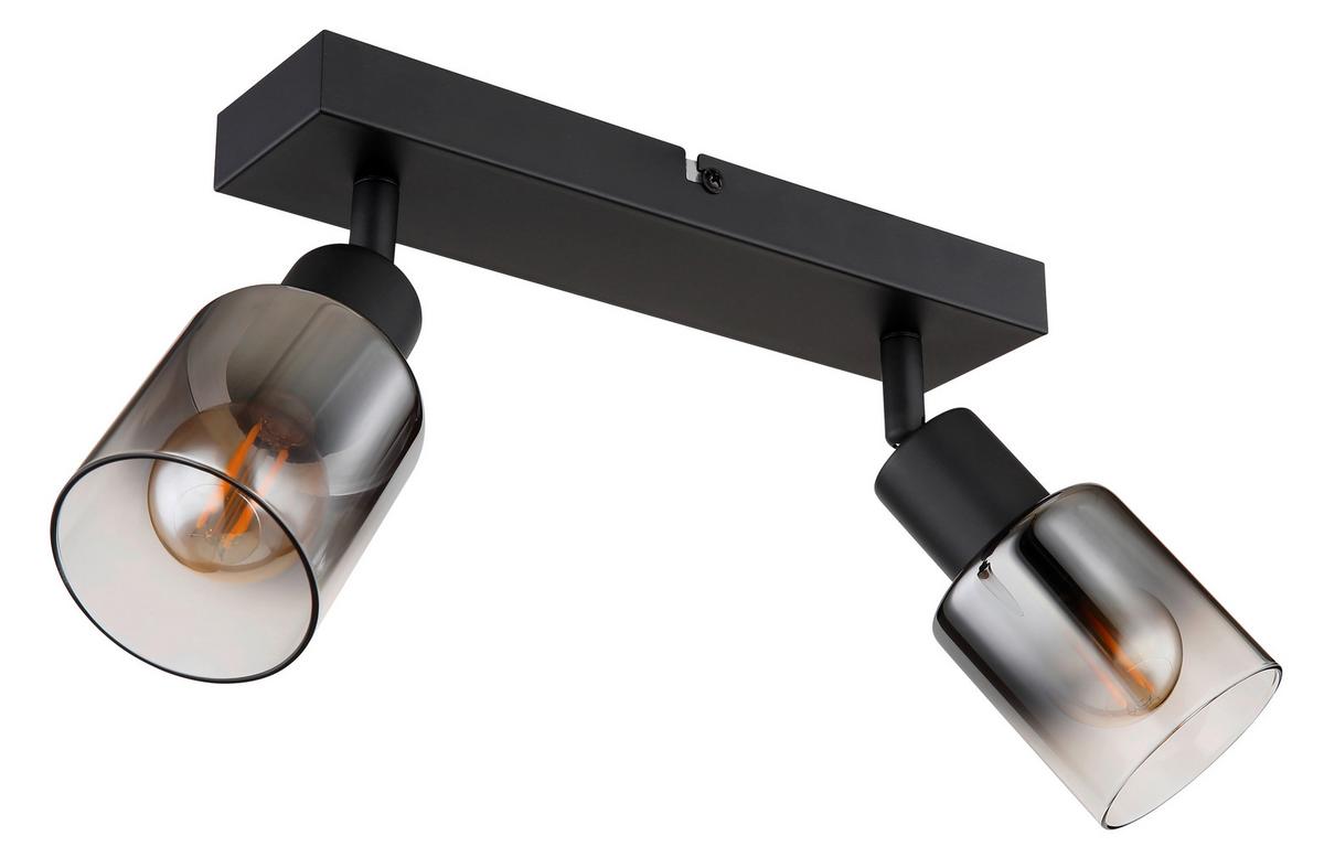 Strahler Timo 2-Flammig verstellbar Ø 6 cm - Schwarz, MODERN, Glas/Metall (26/6/13,7cm) - Luca Bessoni