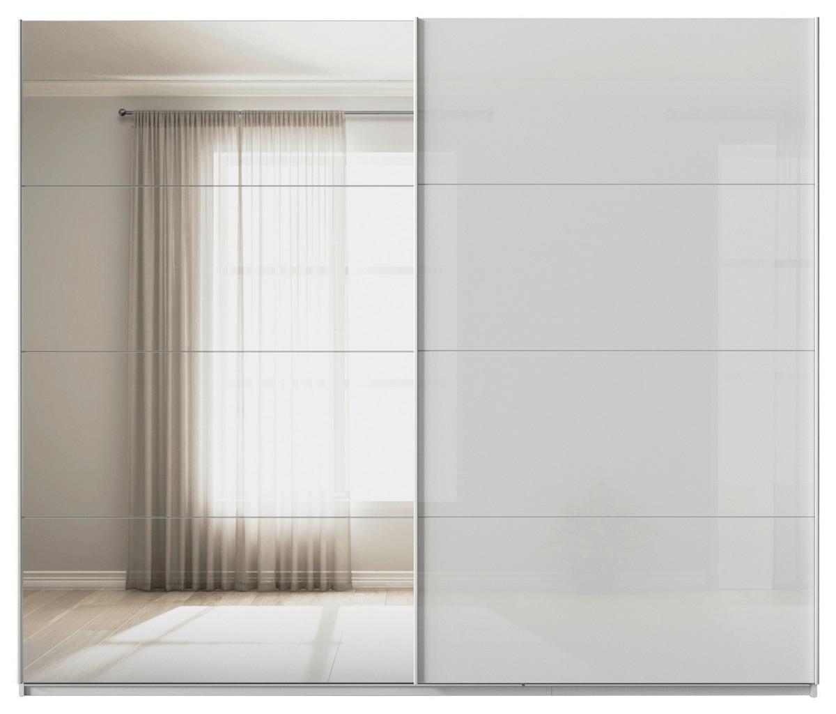 Schwebetürenschrank Mit Spiegel B: 271cm Feldkirch - Grau Hochglanz/Silberfarben, MODERN, Glas/Holzwerkstoff (271/229/62cm)