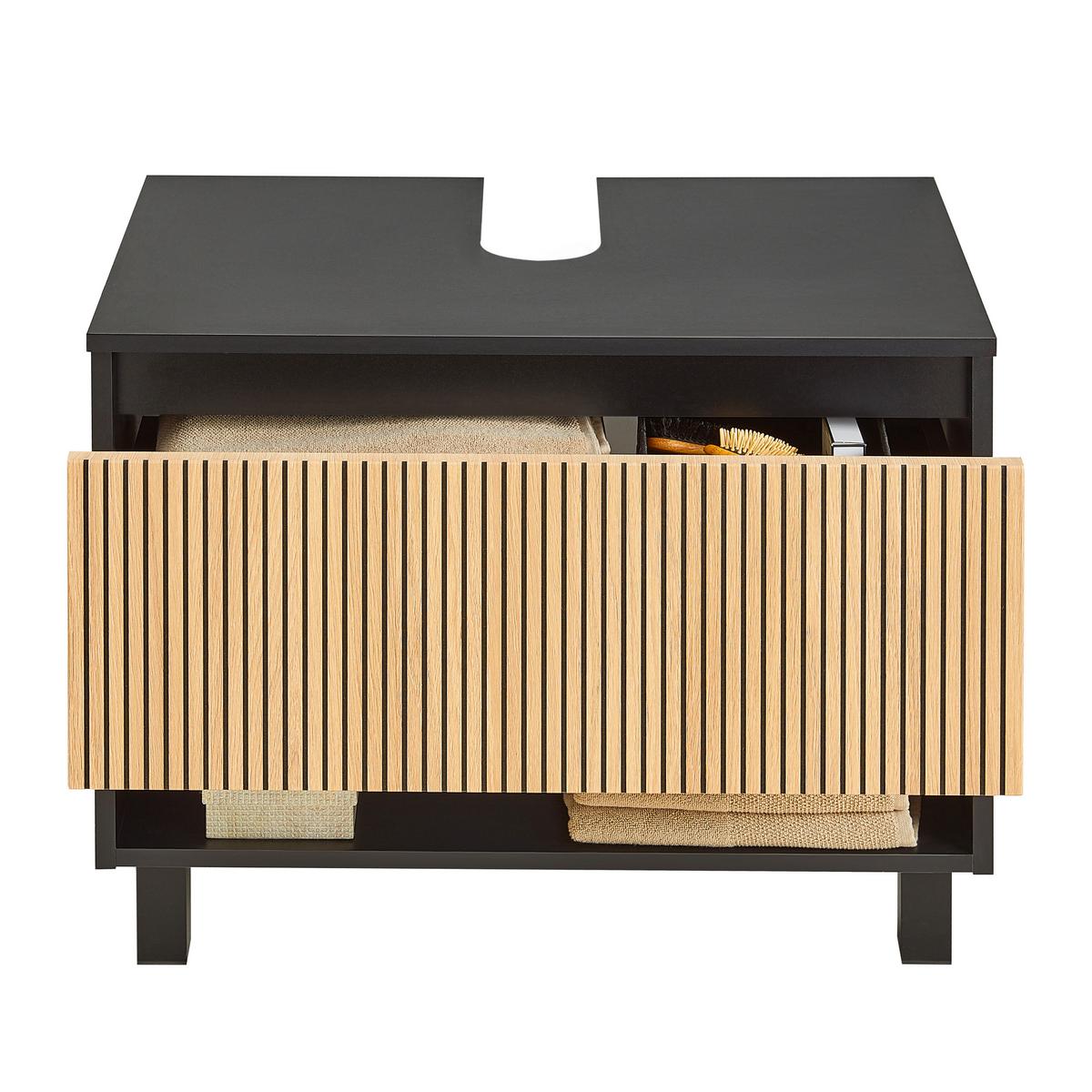 Skrinka pod umývadlo VENEZIA - čierna/farba duba, Lifestyle, kompozitné drevo (70/60/45cm) - Mömax