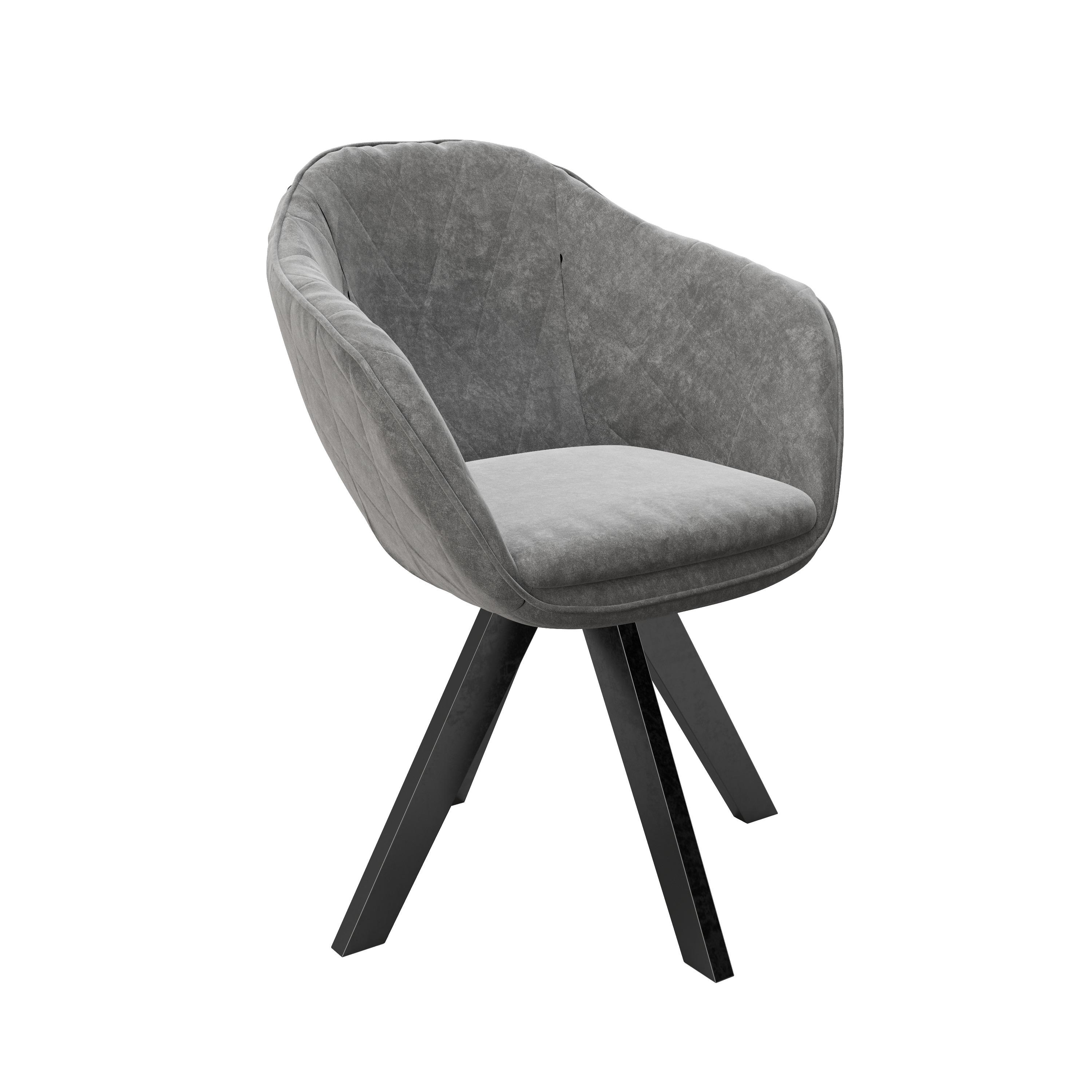 Armlehnstuhl Amanda B: 61 cm Anthrazit