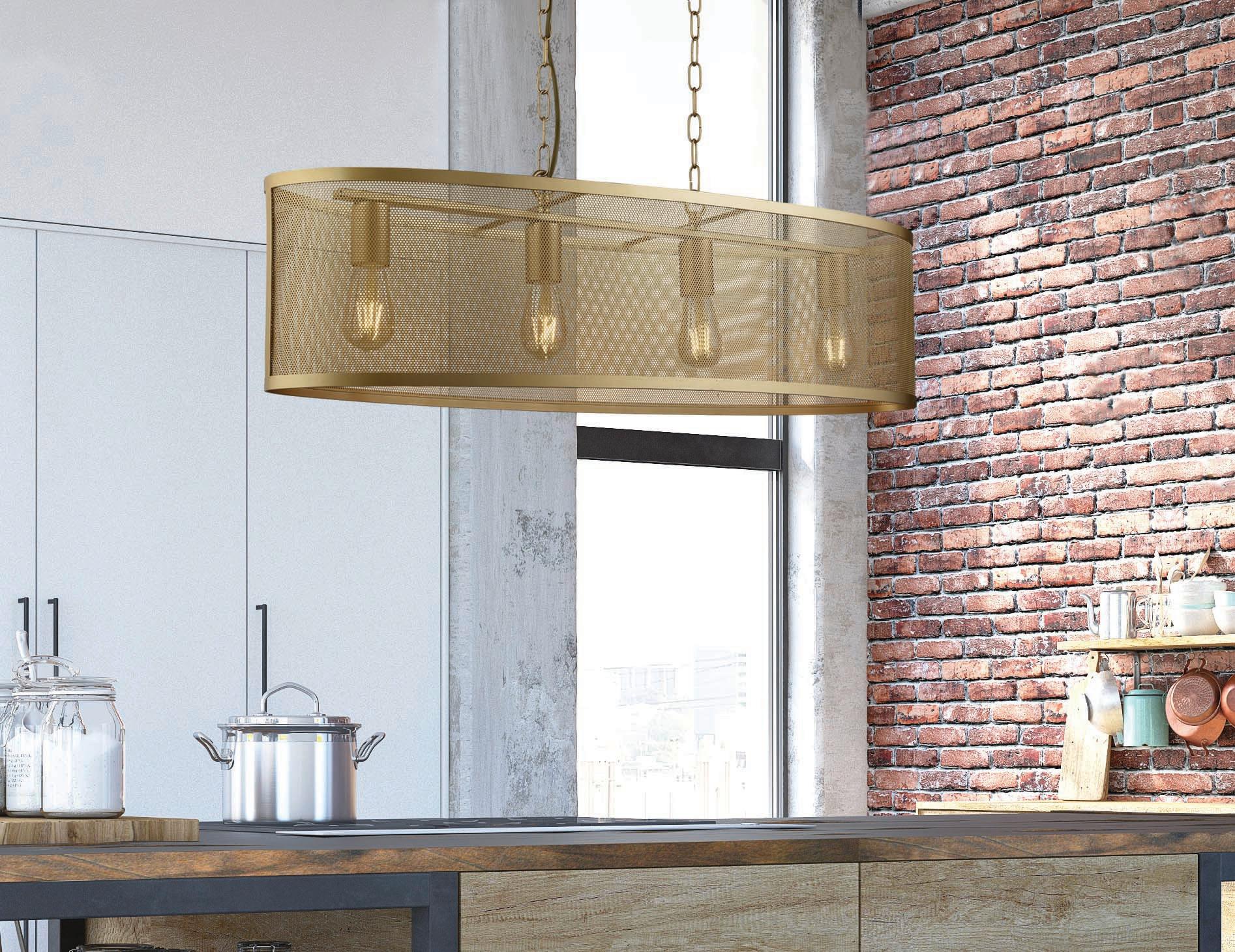 Hängeleuchte Fishnet H: 150 cm 4-Flammig, höhenverstellbar - Goldfarben, LIFESTYLE, Metall (91/30/150cm)